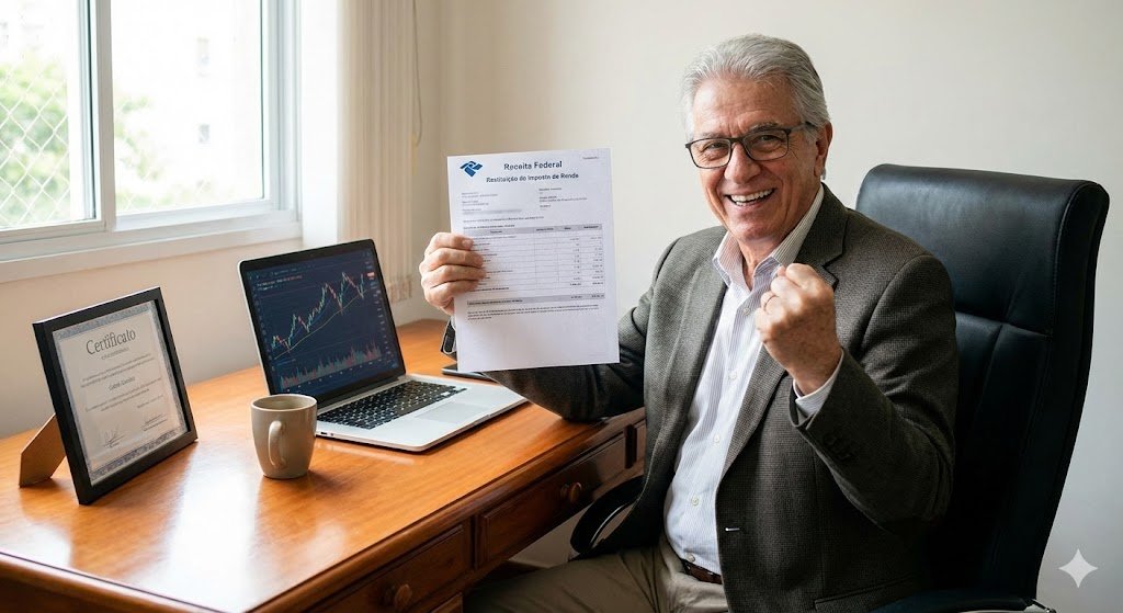 Servidor público aposentado analisando documentos sobre a Isenção de Imposto de Renda Servidor Público.