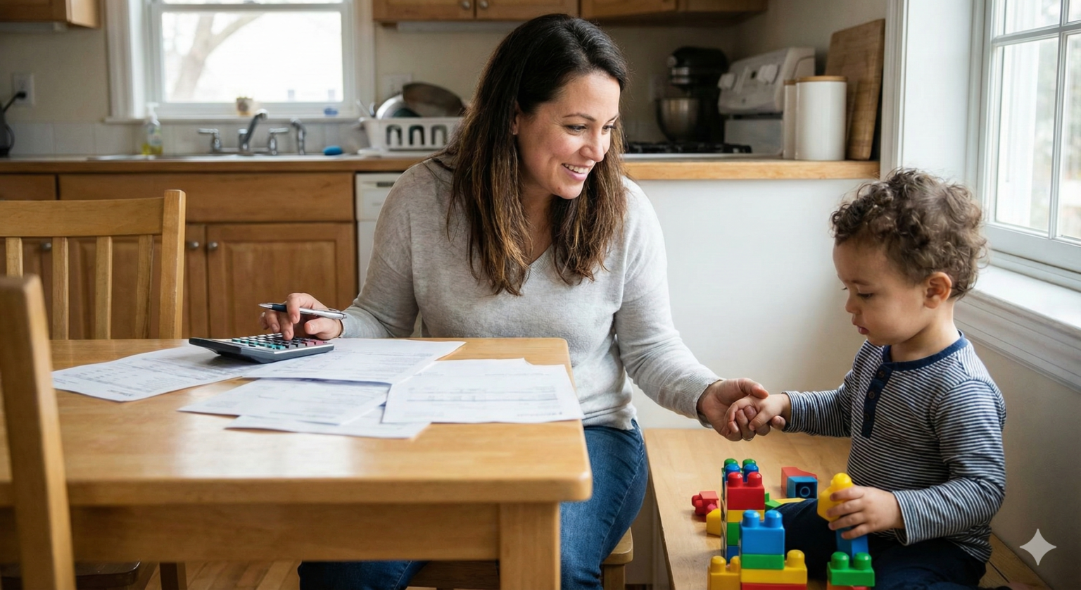 Mãe analisando documentos e laudos médicos para pedir BPC LOAS para filho com autismo nível 1.